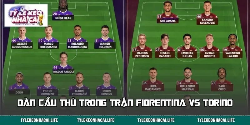 Dàn cầu thủ trong trận Fiorentina vs Torino